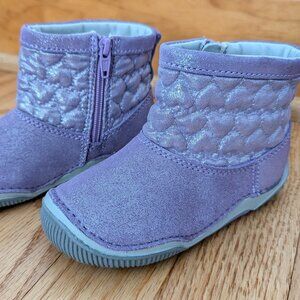Size 7.5 Kids Stride Rite Laila Purple Sparkle Waterproof Snow Boots NWB
